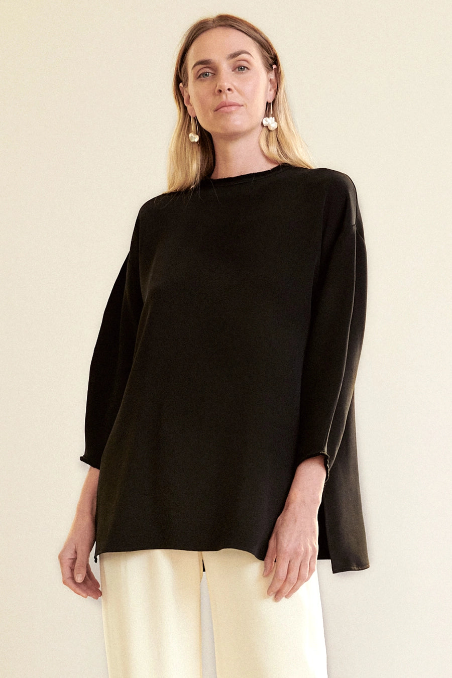 BURNET TUNIC in Black Silk – Blau Collections
