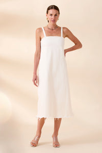 IDA DRESS in White Denim